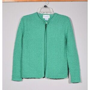 Vintage Tanner Wool Blend Kelly Green One Button Open Front Cardigan Sweater S